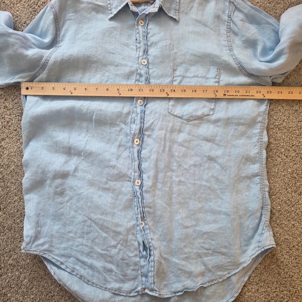 Martin Gordon Mens 100% Linen Long Sleeve Button Down Shirt Blue XL RN128599 - Picture 5 of 7